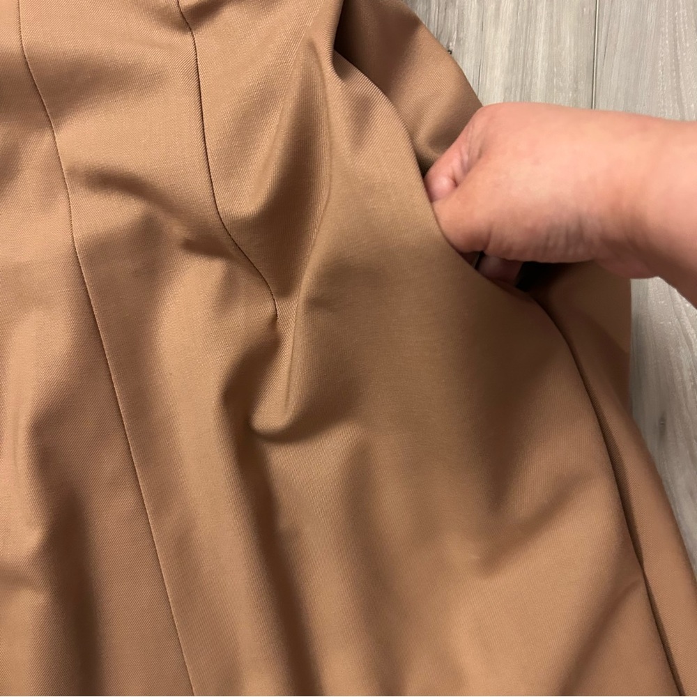 MM Lafleur Women’s Fit & Flare Dress Camel Brown Size 0 Pockets Lined Career - Picture 11 of 11